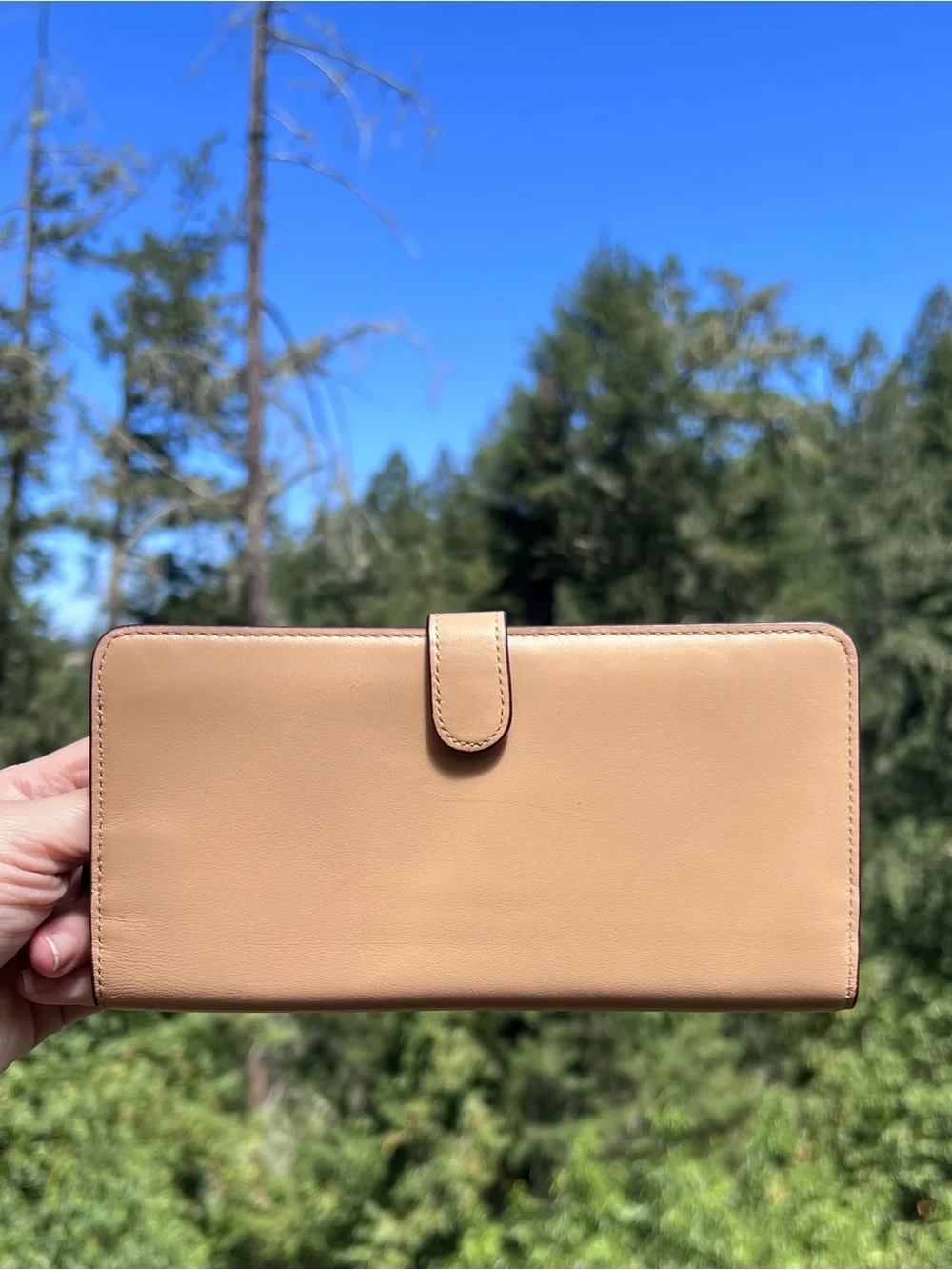 COACH Beige Brown Smooth Leather Bifold Wallet with Gold Hardware AUTHENTIC